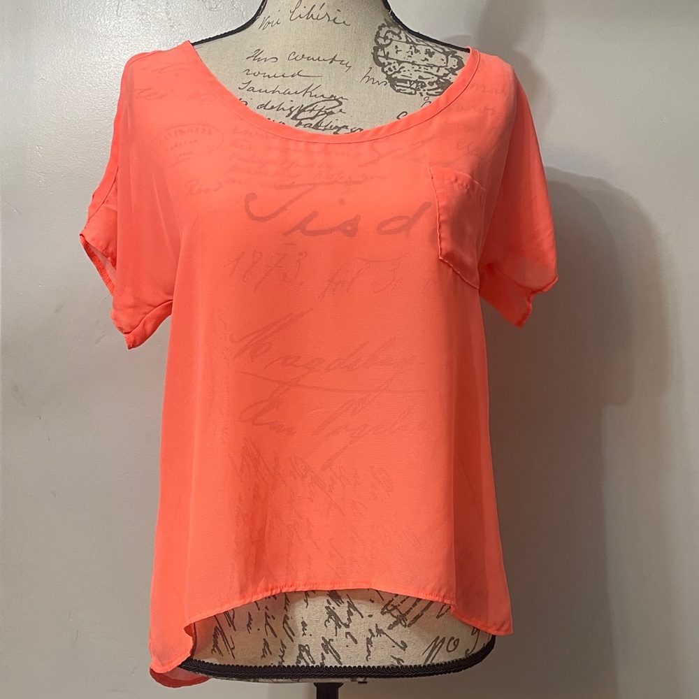 Pretty Rebellious Vibrant Orange Cold Shoulder Top